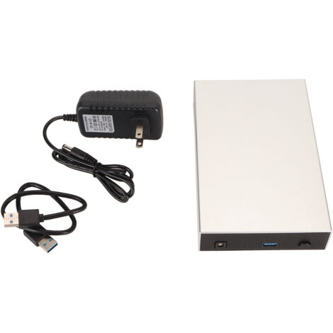 Boîtier pour Disque Dur Externe 3,5 Pouces en Alliage d'Aluminium USB 3.0 - Compatible PC, TV, Ordinateur Portable - Alimentation 100-240V - Jusqu'à 2TB