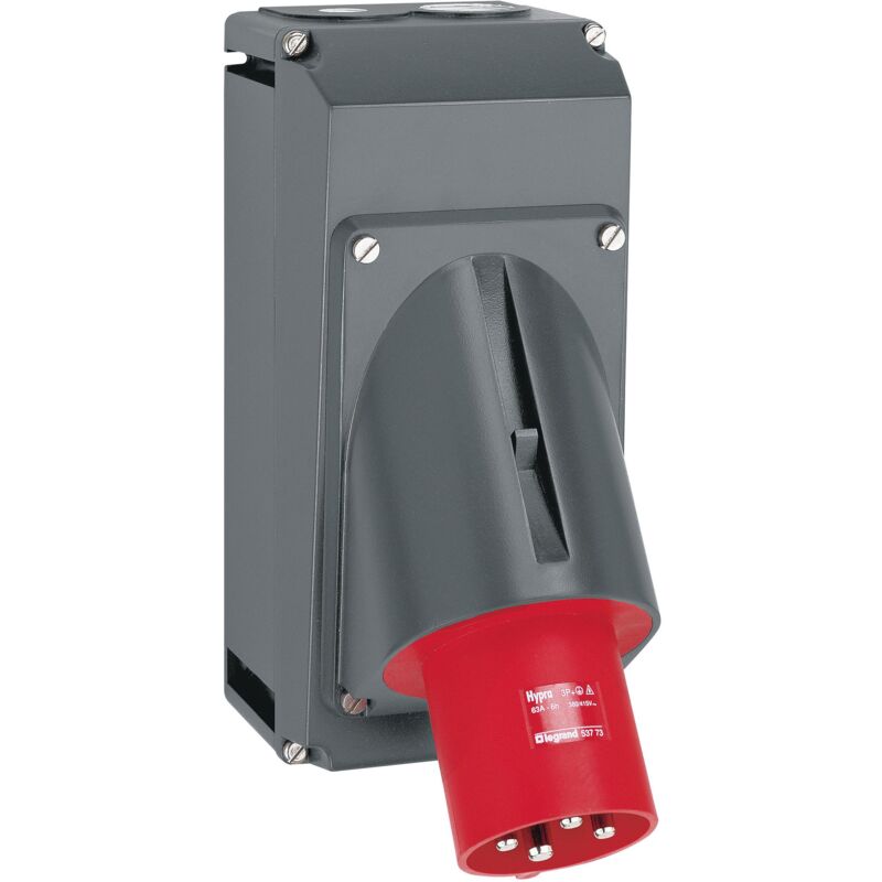 Boîtier réversible Hypra pour prise 2P+T, 3P+T et 3P+N+T 63A 2 entrées iso 32 + 1 ISO20 plastique Legrand 053879