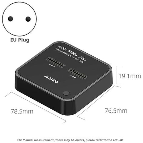 Boîtier SSD double baie M.2 NVMe/AHCI, USB 3.0 Type-C, prise UE