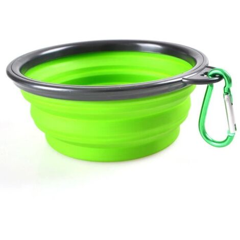 Bol - 13x5.5x9cm - Vert - Pour Chien et Chat - Camping Voyage