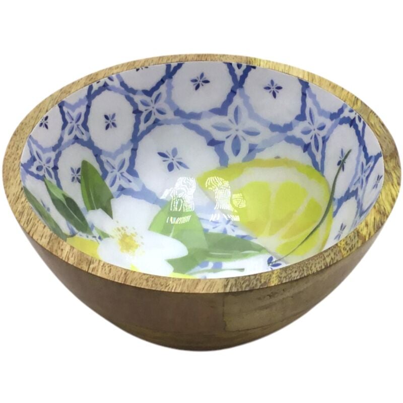 Petit bol à citron en bois, idéal pour la décoration de cuisine et le stockage de fruits, style rustique