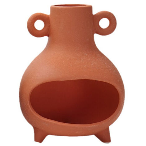 Bol à Encens Céramique avec Support pour Bois de Palo Santo et Traversin pour Bois Sacré Péruvien - Modèle Vert Rouge Argile Cuite, Dimension 10x5 cm - Lot de 1