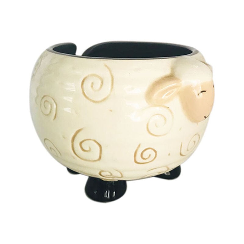 Bol à fil à crocheter, bol à fil en céramique pour mouton avec sortie en spirale lisse