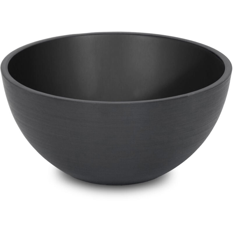 Bol à plantes massif en EcoStone - env. ø 35 x 17 cm - pot à plantes rond en noir