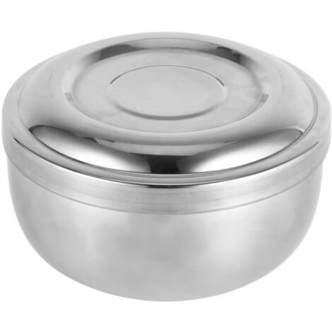 Bol à savon à raser en métal argenté avec couvercle - Accessoire de rasage traditionnel pour soins du visage
