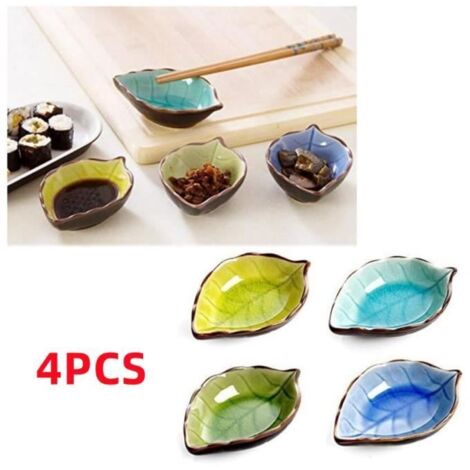 Bol à Tapas - Créatif - Céramique - 4 pièces - Forme de Feuille - Compatible lave-vaisselle