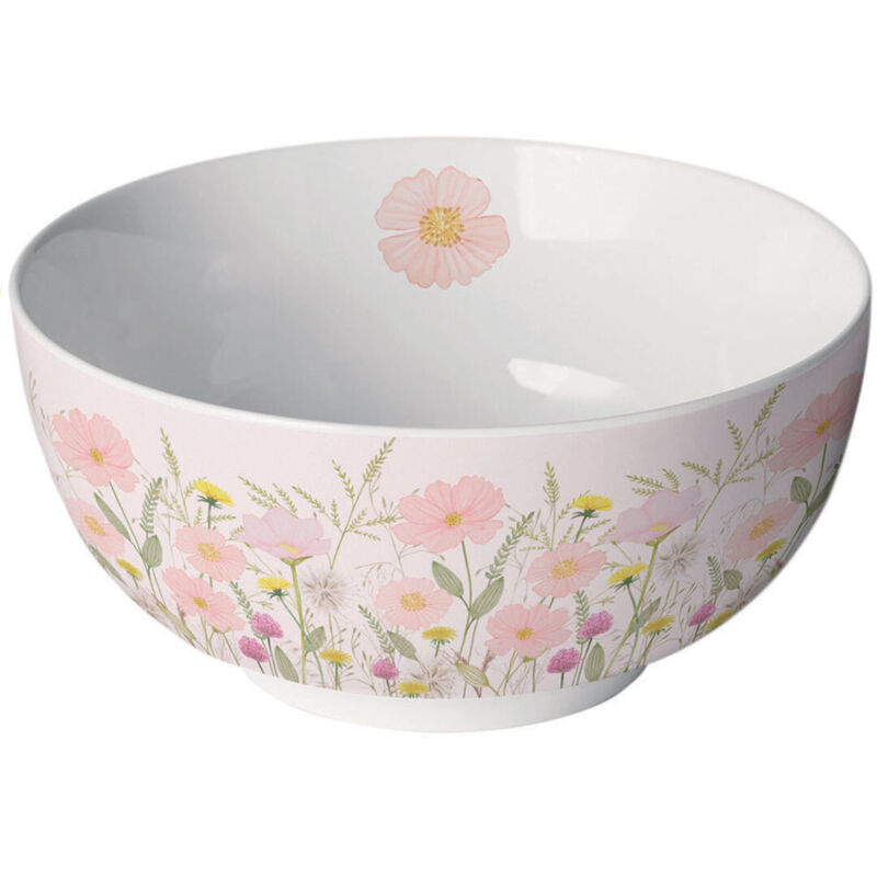 Bol blanc en porcelaine fleurs des champs roses Bol blanc en porcelaine fleurs des champs roses