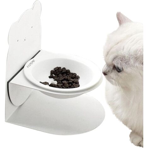 Bol Céramique pour Chat - Mangeoire Anti Glouton pour Nourriture Sèche Et