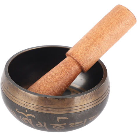 Bol chantant Bouddha en cuivre 8cm avec bâton en bois pour méditation yoga et thérapie sonore