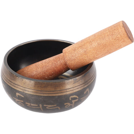 Bol chantant tibétain Bouddha 8cm en cuivre avec maillet en bois pour méditation, yoga et relaxation sonore