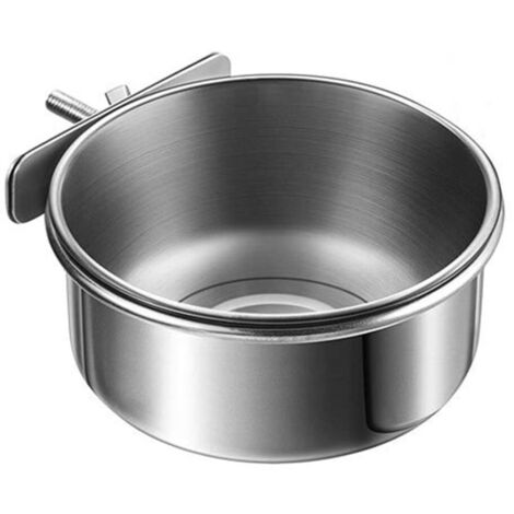 Bol d'alimentation Eau Perroquet, Mangeoire Oiseaux en Acier Inoxydable Tasse d'alimentation Cage Perroquet avec Support à Pince pour Perroquet, Perroquet, Ara, Calopsitte