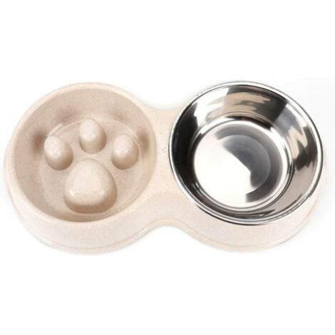 Bol d'alimentation lente pour chien anti-étouffement en acier inoxydable (blanc)