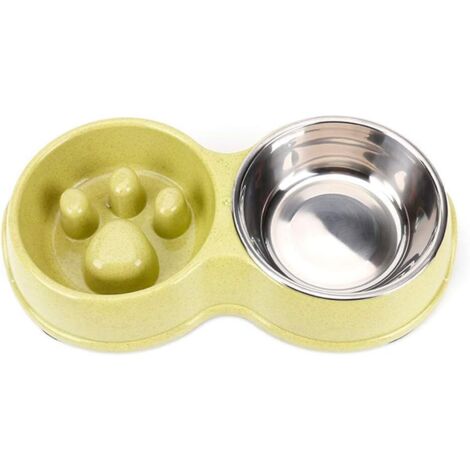 Bol d'alimentation lente pour chien anti-étouffement en acier inoxydable (vert)
