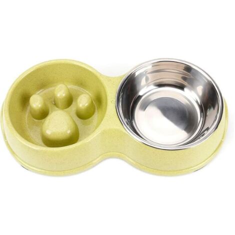 Bol d'alimentation lente pour chien anti-étouffement en acier inoxydable (vert),
