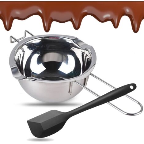 Bol de Bain d'Eau en Acier Inoxydable, Creuset pour Bain-Marie, Pot de Fusion pour Bain-Marie, 600ml avec un Spatule Bol à Fondre pour Bain-Marie Chaudières Universelles en Acier Inoxydable