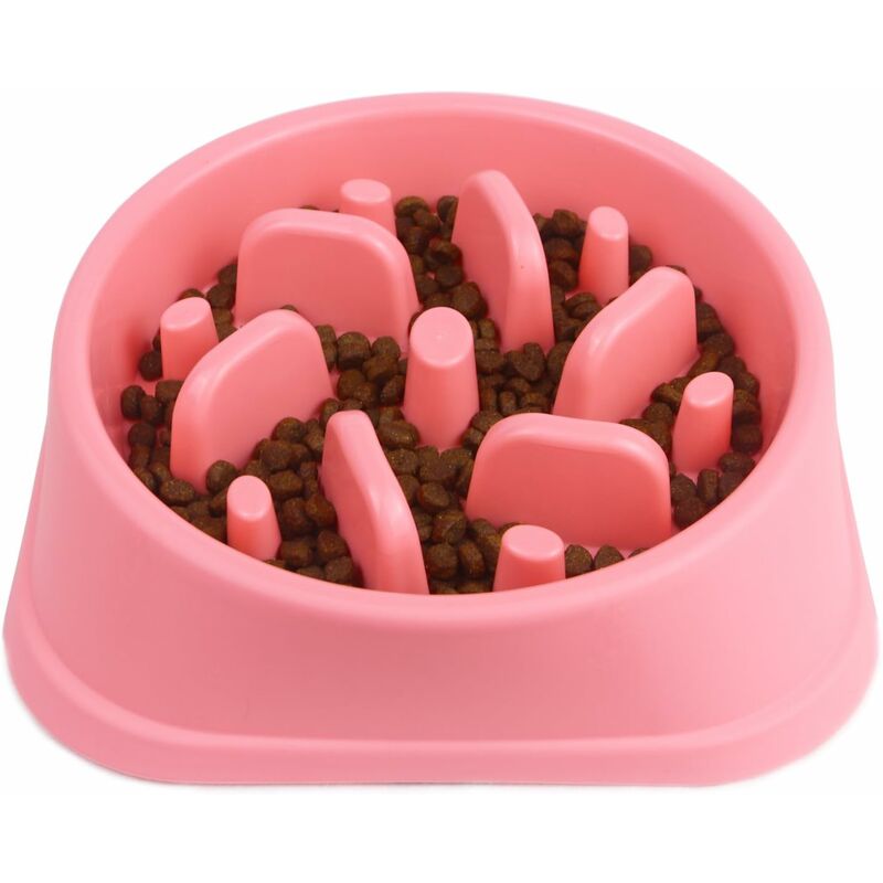 Bol de nourriture pour animaux de compagnie labyrinthe antidérapant - favorise une alimentation saine et une digestion lente rose