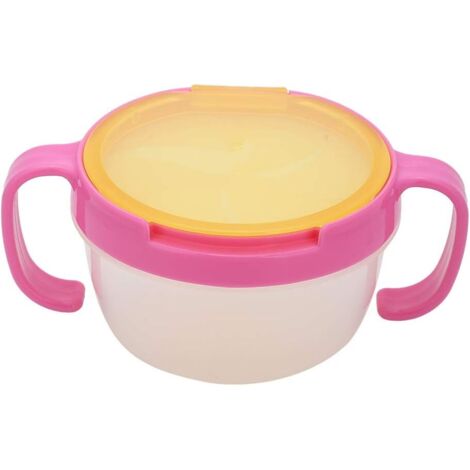Bol de nourriture pour enfants anti-éclaboussures à double poignée sans BPA (rose)