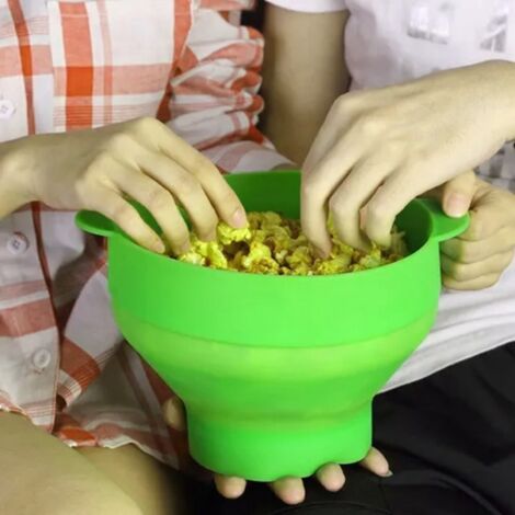 Bol de silicona para palomitas de maíz en microondas, máquina para palomitas de maíz, bol de silicona plegable, máquina para palomitas de maíz plegable para microondas, verde