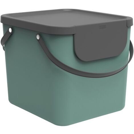QFPLUS rotho Rotho Albula Système de Séparation des Déchet s 40 l pour La Cuisine, Plastique (PP) sans BPA, Vert Foncé/Anthracite, 40 l (40,0 X 35,8 X 34,0 cm) (7610859225597)