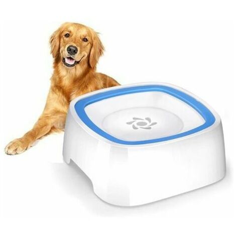 Bol d'eau pour animaux de compagnie à bouche non mouillante 1.5L bol d'eau transporté par véhicule bleu pour chats et chiens mangeoire avec bol en plastique gamelle eau chien gamelle anti debordement