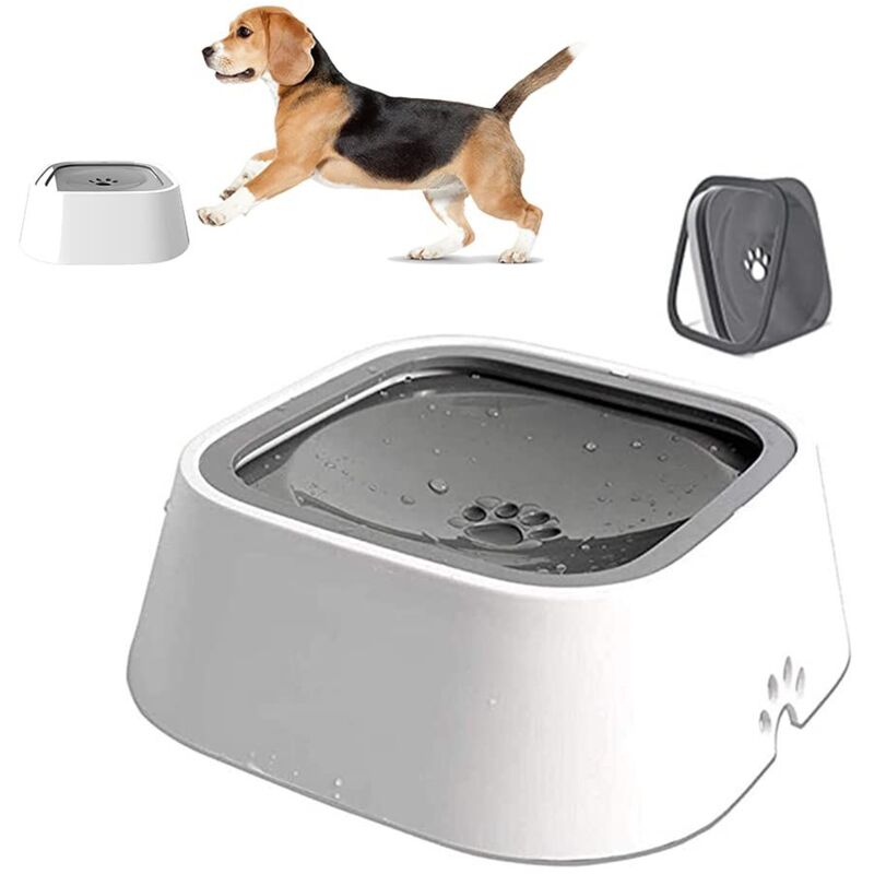 Bol d'eau pour Animaux de Compagnie, Anti-éclaboussures Distributeur pour Animal de Compagnie（gris）