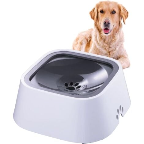 Bol d'eau pour Animaux de Compagnie, Gamelle Flottante pour Animal Domestique 1.5l, Anti-débordement Bol d'eau de flottabilité pour Chien Chats, Bouche Non mouillée Antidérapante sans BPA (Gris)