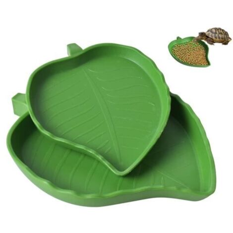 Bol d'eau pour Reptiles - Feuille - Plastique de Haute Qualité - Accessoire Tortue - Forme Asymétrique