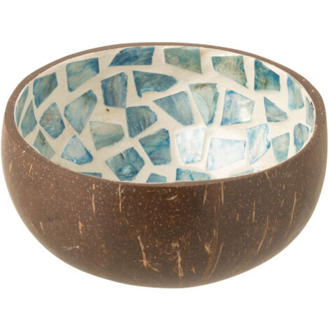Bol déco coco mosaïque en coquillage bleu