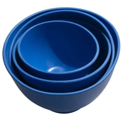 Bol dentaire en caoutchouc pour plâtre et impression, bol de mélange, 4 tailles + spatule en plastique, Bleu