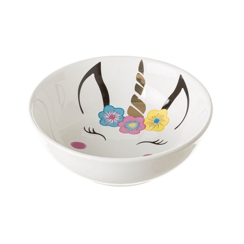 

Bol desayuno de unicornio infantil multicolor de cerámica de 15x15 cm