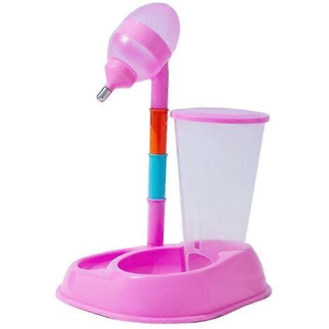 Bol distributeur d'eau automatique pour chien - Seau rose, gamelle et bouteille d'eau pour chien.