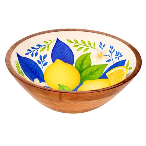 Bol en bois et résine à motif citron - Idéal pour décorer votre table