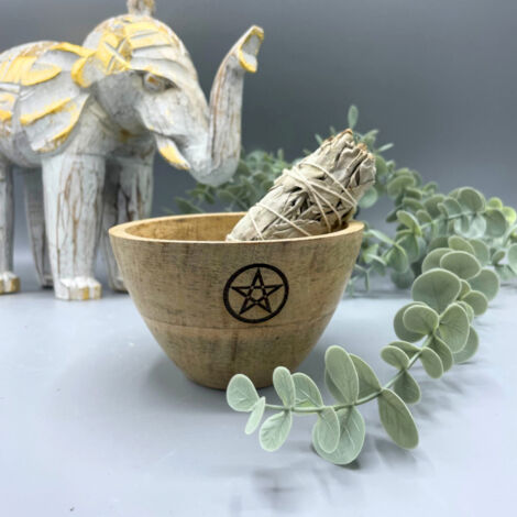 Bol en bois pour bavures et offrandes rituelles - Pentagone - 12x7 cm- Vendu par 1