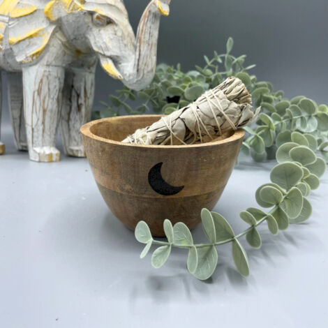 Bol en bois pour bavures et offrandes rituelles - Trois Lunes - 12x7 cm- Vendu par 1