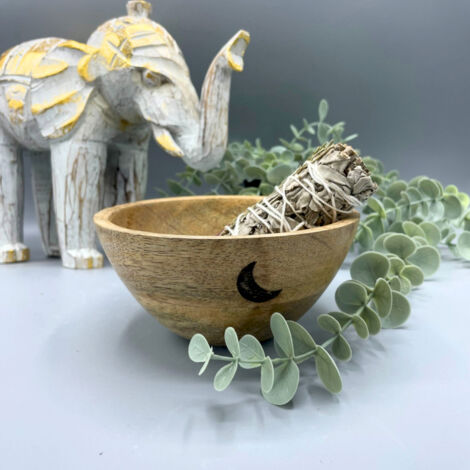 Bol en bois pour bavures et offrandes rituelles - Trois Lunes - 14x7 cm- Vendu par 1