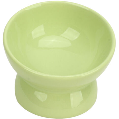 Bol en Céramique Surélevé pour Chat, Incliné Anti-Glissement, Protège la Santé Cervicale des Animaux, Accessoire Nourriture et Eau, Vert