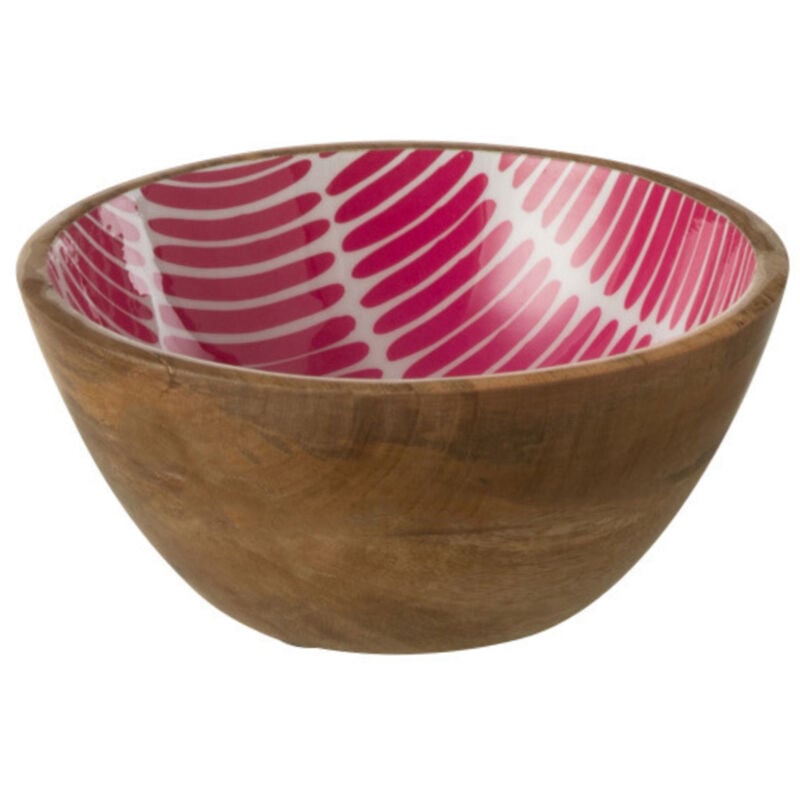 Jolipa - Bol en manguier décoré rose et blanc 17 cm