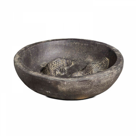 Bol en pierre ⌀50cm motif carpe koï - Gris