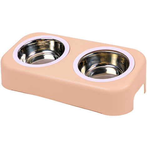 Bol en plastique pour chien chat simple animal de compagnie double bol couleur bonbon antidérapant bol pour chien rose