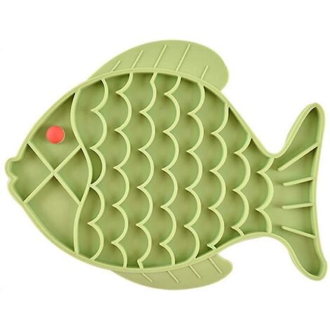Bol en silicone anti-gluant pour chiens et chats - Slow Feed Fish Green