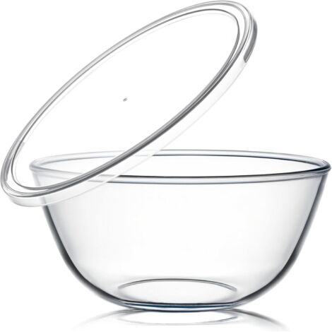 Bol En Verre - 4,7 Quart - Couvercle Inclus - Résistant À La Chaleur - Pour Mélanger Servir Et Stocker - 1 Pièce