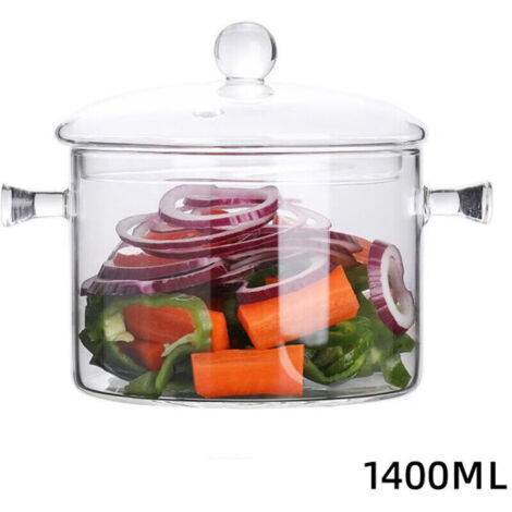 Bol en verre transparent de 1400 ml avec couvercle – saladier polyvalent pour fruits, desserts et service