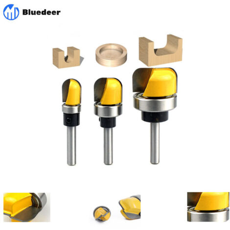 Bol et plateau modèle fraise outil de coupe du bois, tige de 6mm de diamètre 3 pièces