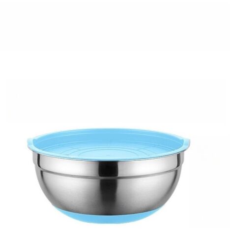 Bol mélangeur 28cm en acier inoxydable avec base antidérapante et couvercle pour salades et pâtes à gâteau