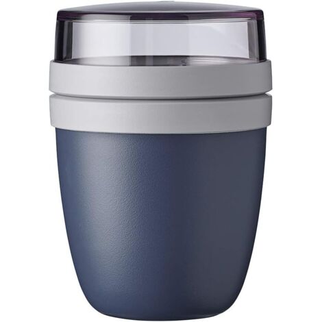 Bol Muesli Portable 500 ml + 200 ml, Bleu Vif - à Compartiments Séparés - Pratique comme Pot à Yaourt ou Muesli