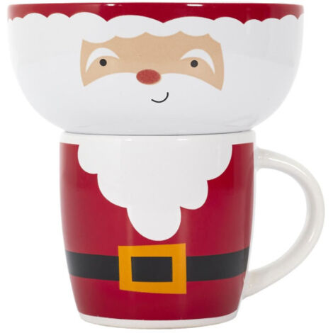 Bol & Mug de Noël "Santa" 14cm Rouge