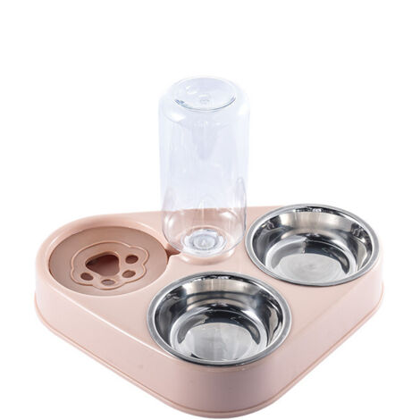 Bol pour Animaux de Compagnie 3-en-1 avec Stockage d'eau Automatique,Bol Acier Inoxydable pour Animaux pour Les Chats et Les Chiots(trompette rose : 29,5x21,2x5,2cm)