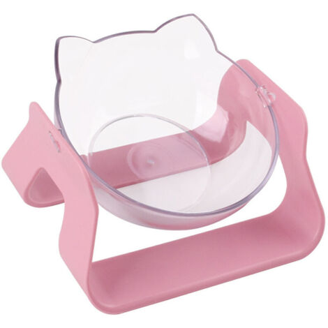 Bol pour animaux de compagnie abreuvoir pied haut bouche oblique protection 15° colonne cervicale bol chat transparent réglable rose