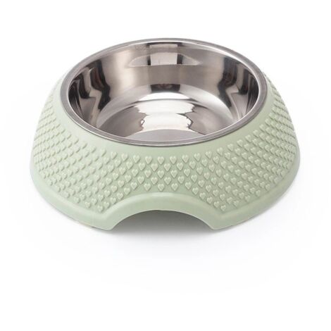 Bol pour animaux de compagnie chat bol de riz chat bol chien bol en plastique acier inoxydable anti-renversement grande capacité vert