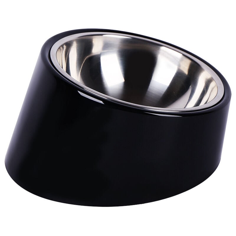 Bol pour chat et chien, bol incliné anti-dérapant support moderne bol pour chien, avec bol amovible en acier inoxydable, noir, 11*4.5CM